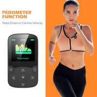 1 x RAW Customer Returns AGPTEK MP3 Player Bluetooth 5.3 Sport 32GB with 1.5 inch TFT color screen, mini music player with clip, supports up to 128GB TF card, with volume button, FM radio, pedometer, black - RRP €37.68