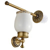 1 x RAW Customer Returns CASEWIND toilet brush holder antique, toilet brushes brass, WC brush set ceramic vintage retro wall mounting with drilling country house style - RRP €34.99