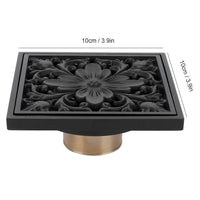 1 x RAW Customer Returns Vintage Shower Floor Drain 10 x 10 cm Black Anti-Odor Invisible Copper Bathroom Floor Drain Cover for Home Kitchen Toilet Laundry Garden Hotel B  - RRP €27.91