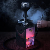 1 x RAW Customer Returns Shisha Complete Set with Everything - Kitosun Neno-Mobile portable travel shisha includes smokebox, phunnel head, mouthpiece, coal plate, magic LED light, pliers, 2 hose connectors, water pipe stainless steel  - RRP €99.99