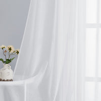 1 x RAW Customer Returns PONY DANCE Curtains Living Room Curtains with Ruffle Tape White Set of 2 H 245 x W 140 cm Curtains White Transparent Linen Look Curtain Translucent Curtains for Living Room - RRP €21.13