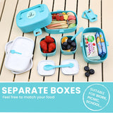 1 x RAW Customer Returns Bugucat children s lunch box with compartments 1260ML, 2 in 1 bento box children with 4 compartments, leak-proof lunch box children s lunch box for kindergarten, lunch box school breakfast box for microwaves  - RRP €19.15