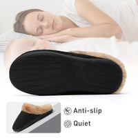 1 x RAW Customer Returns Women s Men s Winter Memory Foam Slippers Unisex Warm Plush and Non-Slip Indoor Comfortable Slippers Black-K, 42 43 EU  - RRP €22.88