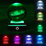 1 x RAW Customer Returns Crystal Ball 3D Solar System 8cm 3.15inch Planet Model Globe LED Light Base Home Decoration Ornament Astronomy Christmas Educational Gifts Solar System Black Base, 8cm  - RRP €39.31