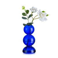 2 x Brand New Glasseam glass vase round, decorative vase blue dark flower vase, vintage vases small ball vase design, aesthetic tulip vase glass hydroponic vase, minimalistic small vases for table decoration living room office - RRP €45.02