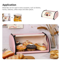 1 x RAW Customer Returns Luxshiny Metal Container Vintage Metal Bread Box Farmhouse Rolltop Bread Box Vintage Storage Bread Holder Retro Food Container Container With Lid For Kitchen Dining Table Pink Snack Container - RRP €40.52