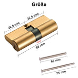 1 x RAW Customer Returns ORTAVA locking cylinder, 32.5 32.5 cylinder lock, total length 65mm locking cylinder, profile double cylinder with two screws, can be combined for all types of doors - RRP €8.36