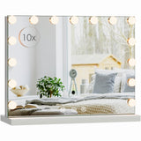 1 x RAW Customer Returns FOREHILL Hollywood mirror with lighting 15 dimmable LEDs Make-up mirror with 3 color temperatures and touch control Makeup mirror with memory function Cosmetic mirror 10x magnifying glass 58x46x12 cm - RRP €100.84