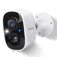 1 x RAW Customer Returns G-Homa surveillance camera WLAN outdoor indoor, battery wireless rechargeable IP camera with AI motion detection, color night vision, 2-way audio, siren light alarm, IP65 waterproof - RRP €69.99