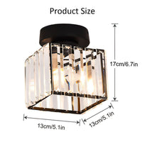 1 x RAW Customer Returns Modern Entrance Crystal Ceiling Light, E27 Mini Crystal Chandelier, LED Ceiling Lamp Square Lampshade Lamps for Hallway, Stairs, Living Room, Bedroom, Kitchen, Bar, Restaurant Black  - RRP €29.5