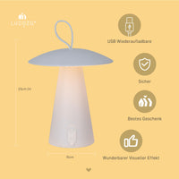 1 x RAW Customer Returns LUCOZA LED Table Lamp Mushroom Lamp with Handle, Wireless Dimmable Portable Camping Electric Lantern Night Light with Type-C Charging Port, Table Lamp for Indoor Living Room Bedroom, White - RRP €28.22