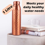 1 x RAW Customer Returns NORMAN JR Copper Water Bottle 1L - Gift Box of 3, Hammered, an Ayurvedic vessel made of pure copper - helps you drink more water, with many health benefits - RRP €70.13