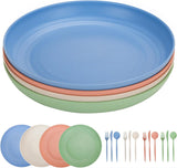 1 x RAW Customer Returns CSYY Large Dinner Plates, 25 cm 10 Inch Plates and Knife Fork Spoon 16 Pieces Unbreakable Camping for 4 People Plastic Tableware in Matching Colors Plastic Picnic Plate Set - RRP €14.99