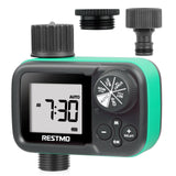 1 x RAW Customer Returns RESTMO irrigation computer, ball valve irrigation control, sprinkler timer for garden hose, outdoor faucet, automatic manual irrigation system, zero low water pressure system - RRP €37.68