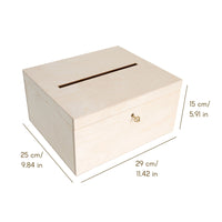 1 x RAW Customer Returns Creative Deco card box wedding wooden box with lid 29 x 25 x 15 cm Money gifts wooden box with slot, lock and key gift card box money box letter box box Storage donation box - RRP €31.95