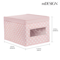 1 x RAW Customer Returns mDesign Large Fabric Organizer Box Stackable Storage Box with Lid and Window for Organizing Closets or Storing Clothes and Shoes Polka Dot Closet Organizer Pink White - RRP €18.99