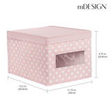 1 x RAW Customer Returns mDesign Large Fabric Organizer Box Stackable Storage Box with Lid and Window for Organizing Closets or Storing Clothes and Shoes Polka Dot Closet Organizer Pink White - RRP €18.99