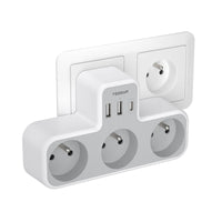 1 x RAW Customer Returns TESSAN multiple socket, wall socket, 3 sockets and 1 USB with 2 USB C, socket USB C, electrical, 6 in 1, power strip USB, for home, office, compatible with phone, portable - RRP €24.98