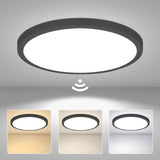 1 x RAW Customer Returns Yafido 28W LED ceiling light with radar and twilight sensor, 30cm 3000K 4000K 6000K black round ceiling lamp with motion detector, flat ceiling light for hallway, stairs, garage - RRP €32.99