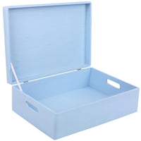 1 x RAW Customer Returns Creative Deco XL Blue Large Wooden Box 40 x 30 x 14 cm Lid and Handles Storage Box Container Toys Document Box Tools Perfect for Decoupage and Decorating - RRP €34.22