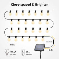 1 x RAW Customer Returns LE Solar Fairy Lights Bulbs Outdoor, 7.62M 25 LEDs G40 Outdoor Lighting, USB Rechargeable, 4 Mode Solar Fairy Lights for Garden, Wedding, Balcony, House, Christmas Decoration, Warm White - RRP €43.68