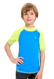 1 x RAW Customer Returns HDTIYUYP UV shirt children s short sleeve - boys swimming t-shirt children s swimming shirt rash vest surfing t-shirt quick-drying beach shirt water sports top process blue 13y - RRP €18.14