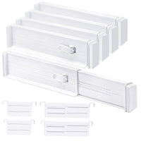 1 x RAW Customer Returns MOFELON Adjustable Drawer Dividers, 8 Pack Drawer Divider Organizers for Inside Length 33-58.5cm Height 6.4cm, Drawer Organization System for Kitchen, Wardrobe, Dresser, Bedroom-White - RRP €19.99