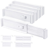 1 x RAW Customer Returns MOFELON Adjustable Drawer Dividers, 8 Pack Drawer Divider Organizers for Inside Length 33-58.5cm Height 6.4cm, Drawer Organization System for Kitchen, Wardrobe, Dresser, Bedroom-White - RRP €19.99