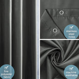 1 x RAW Customer Returns Furlinic shower curtain, extra length, bathroom curtain, anti-mold for shower and bathtub, textile curtains made of fabric, antibacterial, waterproof, extra wide, 240 x 180 cm, dark gray with 16 hooks. - RRP €21.17