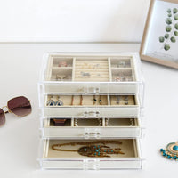 1 x RAW Customer Returns HerFav Jewelry Storage with 4 Drawers Jewelry Box Transparent - RRP €31.99