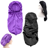 1 x RAW Customer Returns GMMG Sleeping Cap Silk Satin Bonnet Hair Cap Satin Sleeping Cap Adjustable Hair Care Hat for Women Long Curls Hair Protection Pack of 2  - RRP €10.84