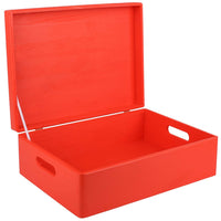 1 x RAW Customer Returns Creative Deco XL Red Large Wooden Box 40 x 30 x 14 cm Lid and Handles Storage Box Container Toys Document Box Tools Perfect for Decoupage and Decorating - RRP €29.95