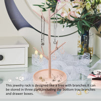 3 x Brand New Ctpeng Hanging Jewelry Tree for Rings, Earrings, Necklaces, Bracelets, Rotating Display Stand, Detachable Jewelry Organizer with Drawer for Dresser Pink  - RRP €61.2