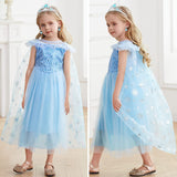 1 x Brand New ZaisuiFun Princess Elsa Dress for Girls Birthday Parties Ice Queen Costume Halloween Carnival Blue, 7-8 Years Label 100  - RRP €30.98