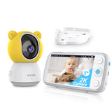 1 x RAW Customer Returns KAWA baby monitor, 2K QHD 5 inch baby monitor with camera, no WiFi, night vision, recording playback, two-way talk, temp sensor, 4000 mAh, 4X zoom, 180 flip, lullabies, 300m range S7  - RRP €100.84