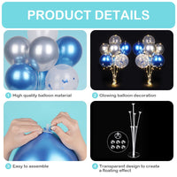 9 x Brand New AUAUY Pack of 2 Table Balloon Stand Kit, Reusable Balloon Stand, Balloon Stand Holder with 16 Balloon and 14 Lights for Birthday Party Decorations, Wedding Decorations, Festivals and Parties - RRP €120.24