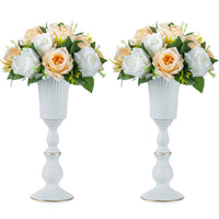 1 x RAW Customer Returns NUPTIO 2 Pieces Metal Flower Vase White Table Decoration Centerpiece, Elegant Wedding Centerpieces Vase for Party Anniversary Celebration Decoration, 31.9 cm High Artificial Flower Arrangements - RRP €28.78