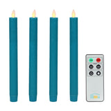 1 x RAW Customer Returns Fanna set of 4 LED taper candles, table candles, turquoise flickering flame with timer function, remote control and batteries included - RRP €27.99