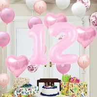 2 x Brand New WXLWXZ Giant 12th Birthday Balloon, 12th Birthday Decorations, 12th Birthday Balloon 40 Inch Happy 12 Years Old Birthday Party Supplies for Women Men Pink - RRP €32.12