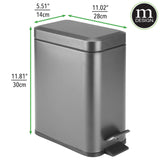 1 x RAW Customer Returns mDesign rectangular pedal waste bin with 5 L capacity - compact waste bin with inner bin for the bathroom, bedroom or office - modern waste paper basket made of stainless steel and plastic - dark gray - RRP €29.2