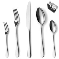 1 x RAW Customer Returns BEWOS cutlery set for 12 people, 60-piece cutlery set including knife, fork, spoon, cutlery made of stainless steel, mirror polished, dishwasher safe - RRP €41.99