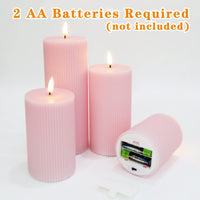 1 x RAW Customer Returns Eywamage 4 Pack Pink Flameless LED Pillar Candles with Remote Control, Flickering Tall Battery Operated Candles D 3 H 4 5 6 8  - RRP €29.23