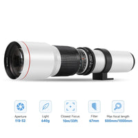 1 x RAW Customer Returns JINTU 500mm 1000mm f 8 Manual Focus Telephoto Lens compatible with Canon EF-Mount EOS 4000D 2000D 90D, 80D, 77D, 70D, 60D, 60Da, 1Ds, Mark III 7D, 6D, 5D, 5DS, Rebel T8i, T7i, T7s, T6, T5, SL3, SL2 - RRP €144.39