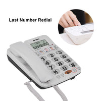 1 x RAW Customer Returns Vbestlife Landline Telephone with Large Screen and 2 Line Cable, Speed Dial Call Memory, Noise Cancellation Clear Sound, for Home Office Hotel - RRP €32.72