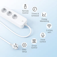 1 x RAW Customer Returns Eightree Smart WiFi Power Strip with 3 AC Outlets, Smart Multiple Socket with Power Consumption Remote Control, Works with Alexa, Google Home, SmartThings Voice Control, 16A, 1.5M - RRP €29.99