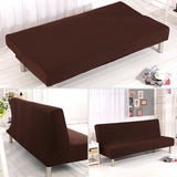 1 x RAW Customer Returns Aisaving Solid Color Armless Sofa Bed Cover Polyester Spandex Stretch Futon Protective Cover Protector 3-Seater Elastic Fully Foldable Couch Sofa Shield for Folding Couch without Armrests Coffee  - RRP €24.96