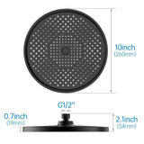 1 x RAW Customer Returns Rain shower head shower head rain shower watersaving YUANNY 10 inch water saving universal head shower with anti-limescale nozzles shower head, round shower head 26 cm, stable ABS black - RRP €24.29