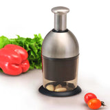 2 x Brand New Press Food Chopper Manual Hand Dicer Vegetable Cutter Stainless Steel Slap Chopper - RRP €48.34