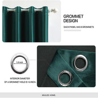 4 x Brand New MIULEE Green Velvet Curtain Eyelets Set of 2 140X225, Opaque Curtains Velvet for Decoration Bedroom Living Room, Beautiful Soft Curtain Blackout Velvet Curtains, Blackout Velvet Curtains Opaque - RRP €169.16