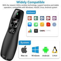 1 x RAW Customer Returns Ergonomic Wireless Presenter for Presentations Remote Control Laptop Powerpoint, 2.4GHz USB Presentation Remote Control Presenter Pointer Presentation Pointer for Windows Mac Linux - RRP €12.99